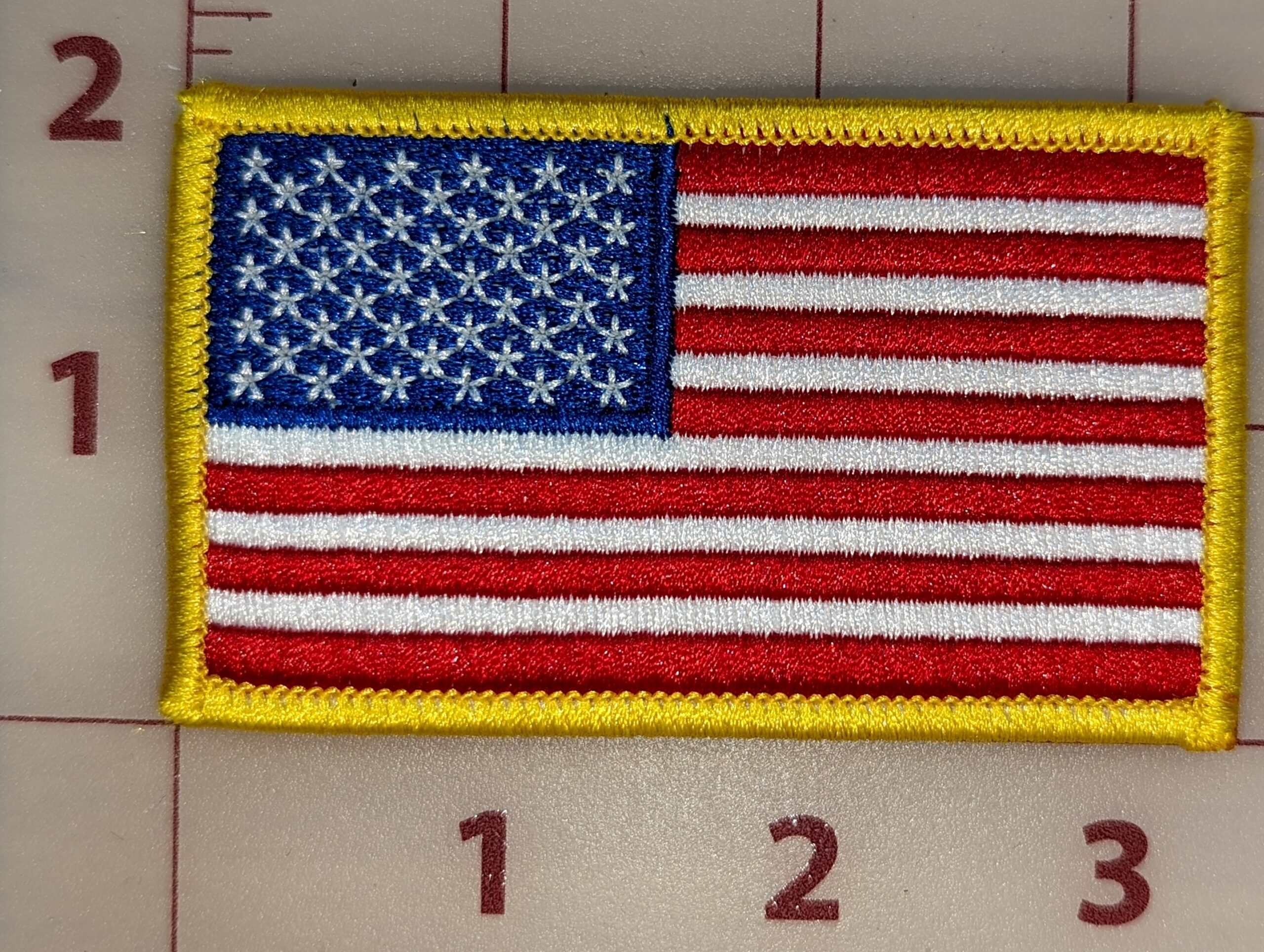 2″ x 3.5″ American flag patch standard with Velcro back. Motak